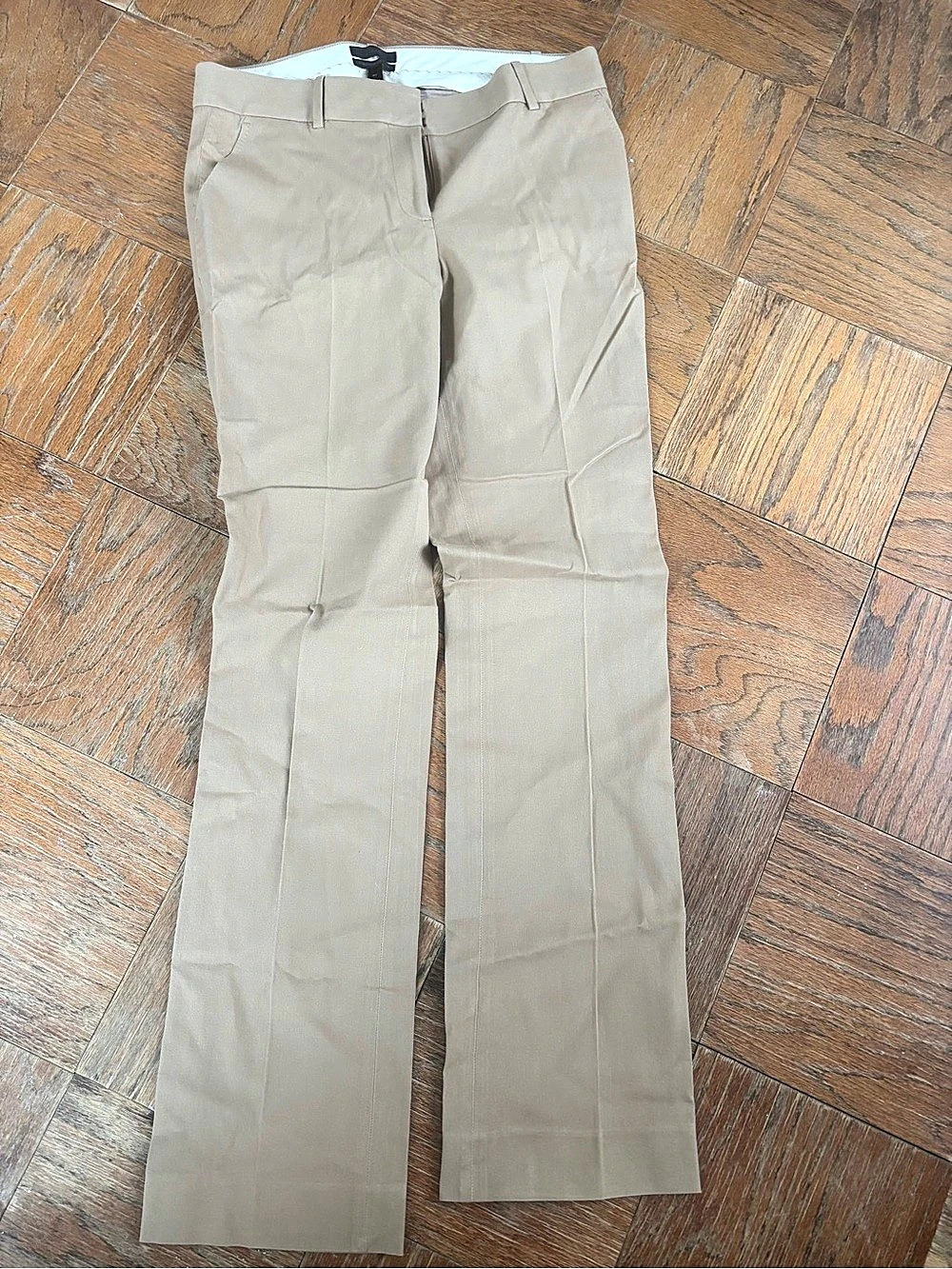 J.Crew Stretch Cotton Straight Leg Pants in Beige Size 8